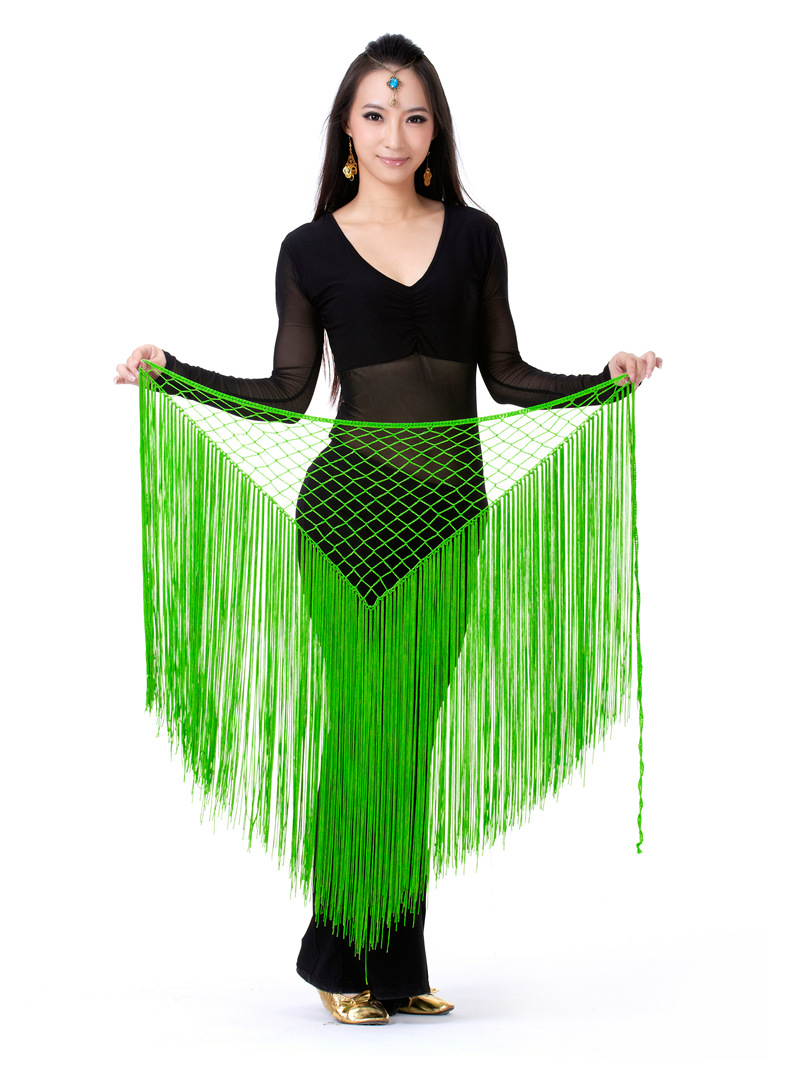 Dancewear polyester belly dance performance triangle hip scarf with tassel for ladies